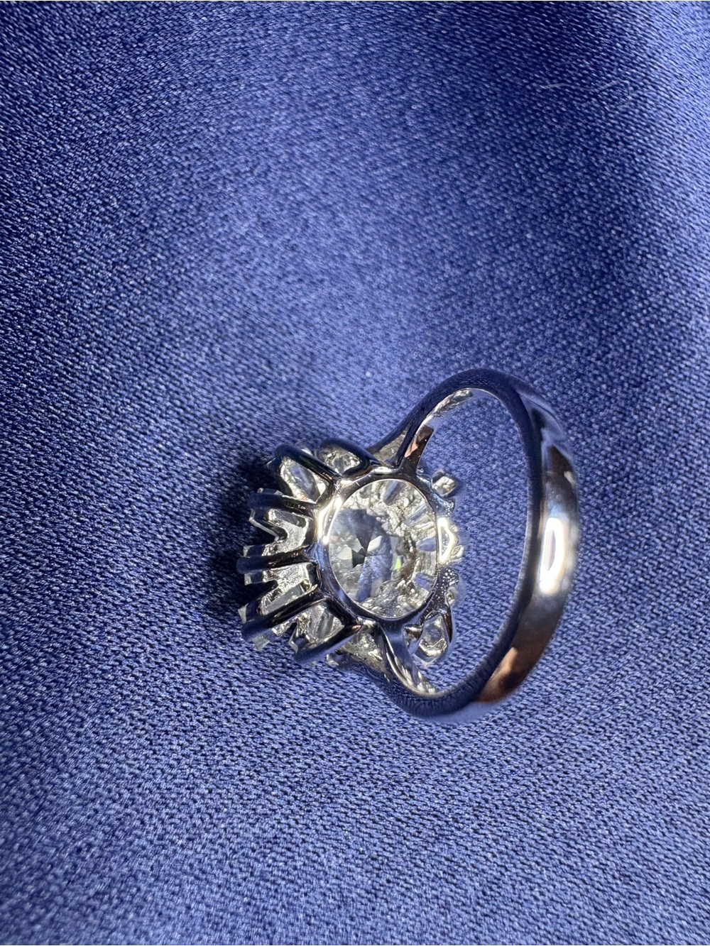 Ring 925 Sterling Silver Cubic Zirconia Starburst Cocktail Sparkling - Picture 4 of 11